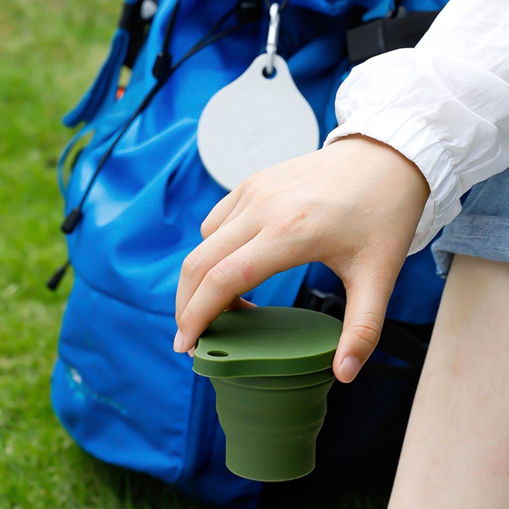 [Elegan] Gelas Lipat 150ML Silikon Dengan Tutup Outdoor Travel Camping Teacup Minum Mug