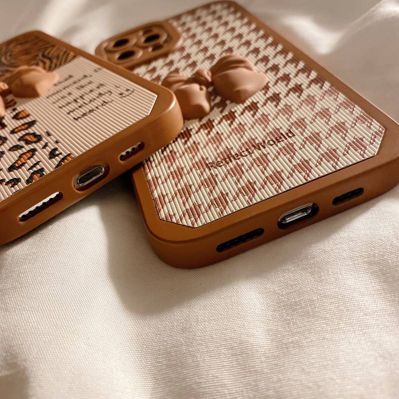 Angel Eyes Leopard Stitch Bowknot Soft Case iP iPhone 7 8 + Plus X XR SE 2020 XS Max 11 12 13 Pro Max Casing Xiaomi Redmi Note 8 Pro