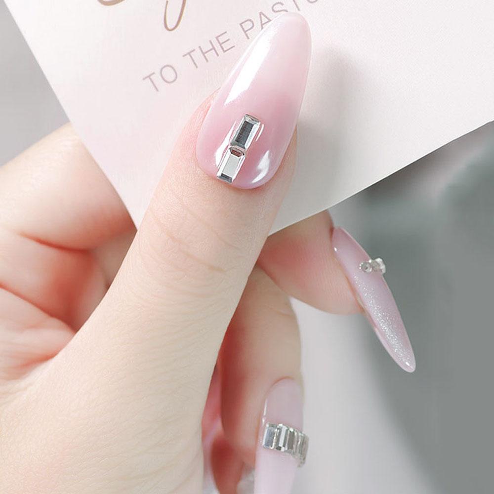 Agustina Nail Art Rhinestones Warna-Warni 30Pcs Geometri Bentuk Kubus Persegi Panjang AB Kristal Dekorasi Kuku