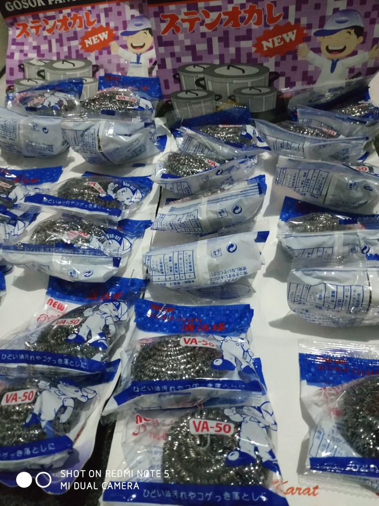 (12pcs) Gosok Panci Stainless Cuci Piring Merk Va-50 Anti Karat 18 Gram