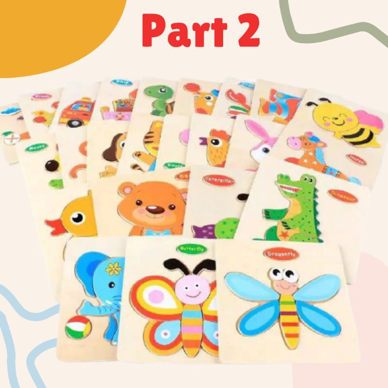 Mainan Edukasi Puzzle Kayu Anak 3D Part 2 Puzzel Kayu Jigsaw Edukatif Lucu Wooden Toys