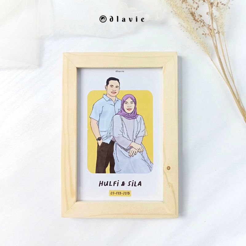 4R Rustic Frame Simple Illustration Desain Ilustrasi Wajah Simple Vector Kado Aesthetic
