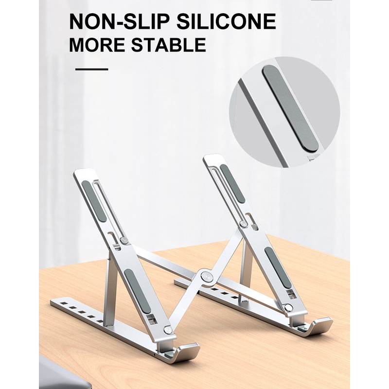 Dudukan Komputer/Braket Penambah Desktop Paduan Aluminium Laptop Pembuangan Panas Folding Stand Holder Laptop