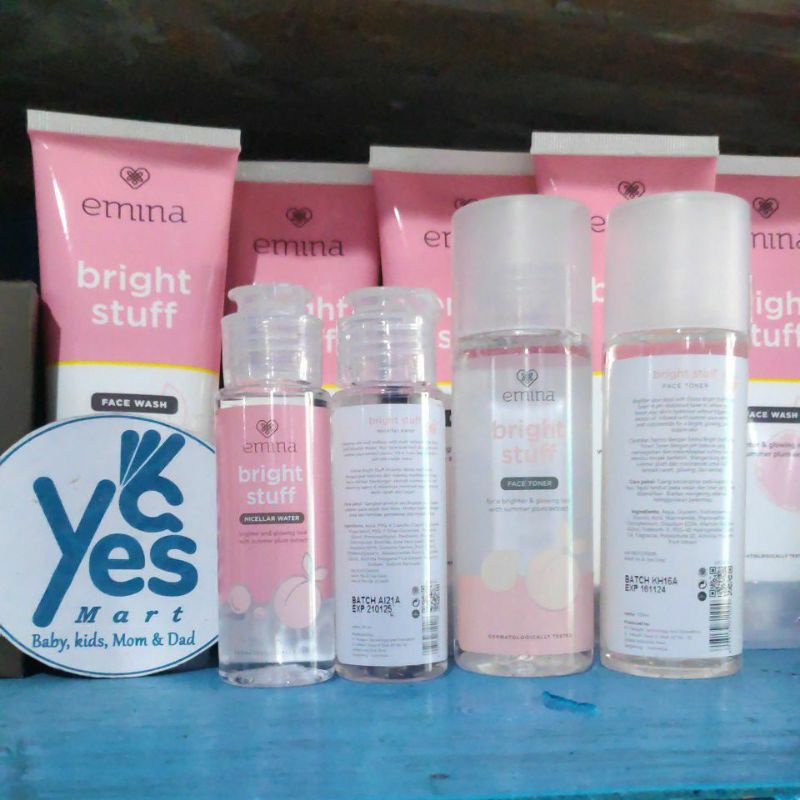 Emina Bright Stuff Face Toner Wajah Muka 100 ml 50ml Menyegarkan melembabkan kulit kulit cerah glowing