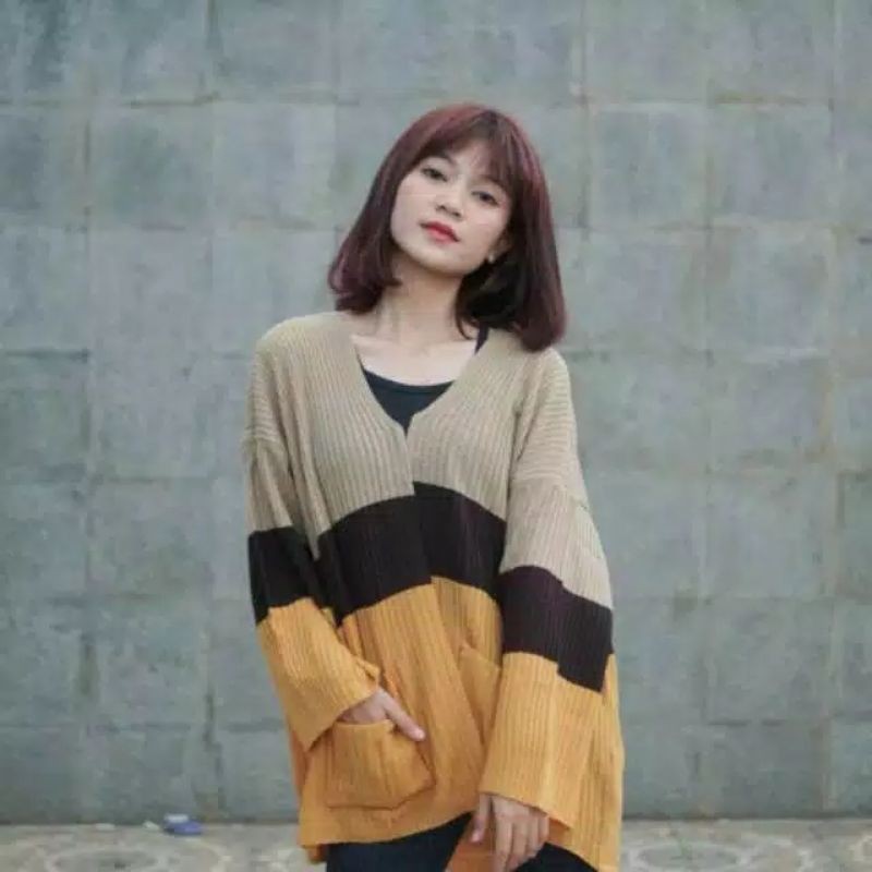 Cameron Cardigan LD 110 - 120 /Kardigan Tiga warna/ Outwear / Kardigan Wanita