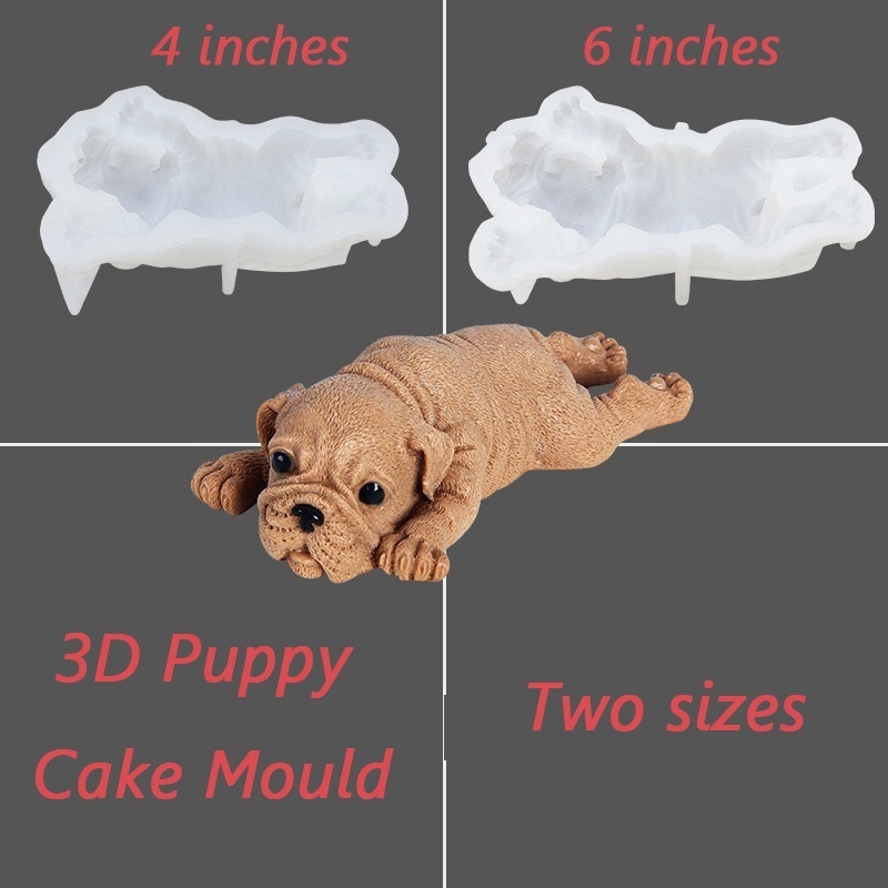 Cetakan Adonan Kue Mousse Desain Anjing 3D Bahan Silikon