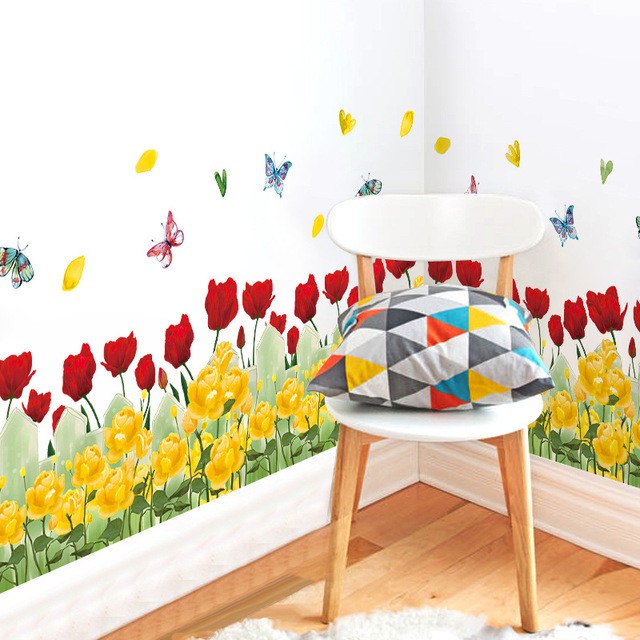 Reliza Wall Sticker Red Yellow Rose Stiker Dinding Bunga Mawar LDR7177