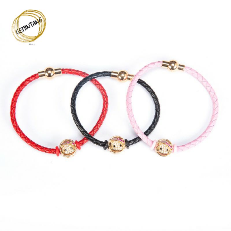 Gelang Tali Wanita Liontin Xuping Lapis Emas Gelang Tali Anak Model Hello Kity