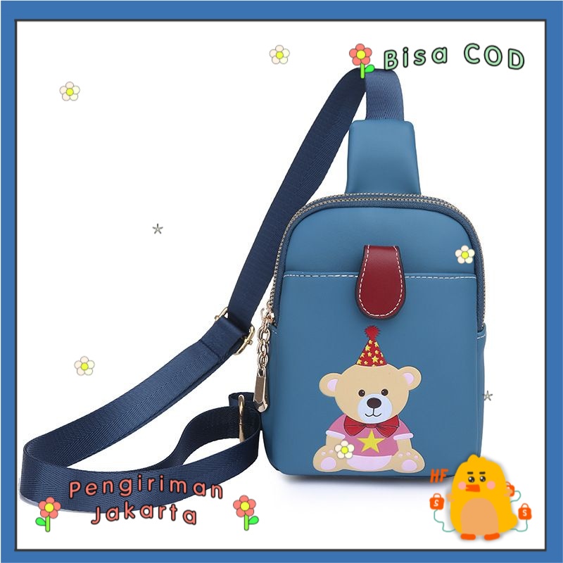 HF E64344 1KG MUAT 6PCS TAS SELEMPANG WANITA ANAK REMAJA WAISBAG JALAN LUCU UNIK FASHION IMPORT