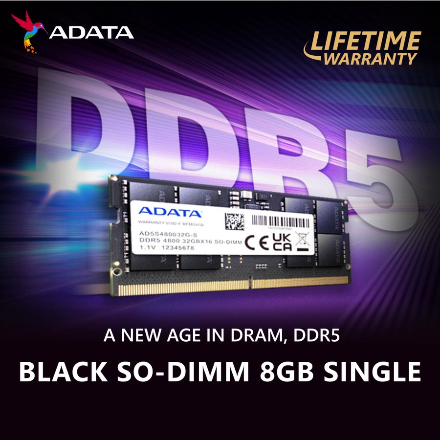 RAM ADATA DDR5 8GB 4800MHz SINGLE SODIMM | Memory Laptop DDR5 4800