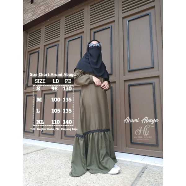 [HUSNA COLLECTION] ARUMI ABAYA / GAMIS POLOS RENDA WOLLYCREPE / GAMIS ABAYA PREMIUM