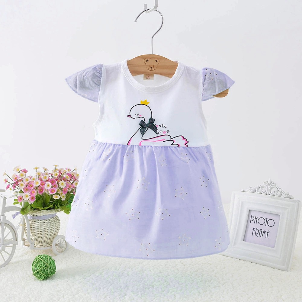 Dress DN01 NewBorn Anak Bayi Perempuan Newborn Imut Lucu Import Impor Pakaian Best Seller Murah-Ungu