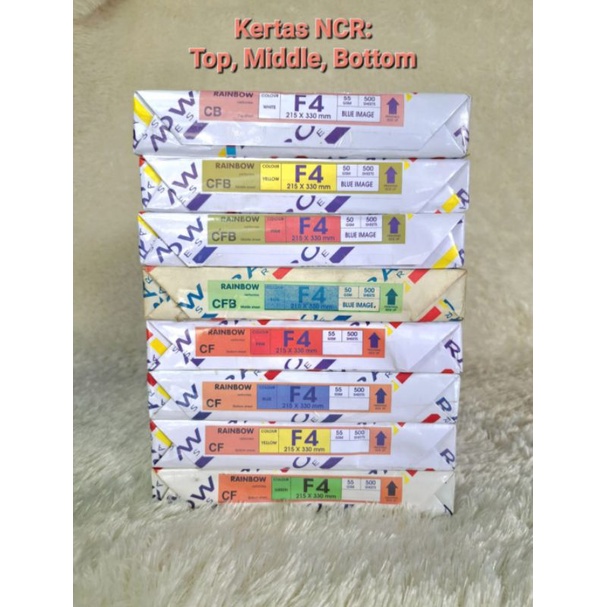 

(1rim=500lbr)Kertas NCR RAINBOW Top/Middle/Bottom