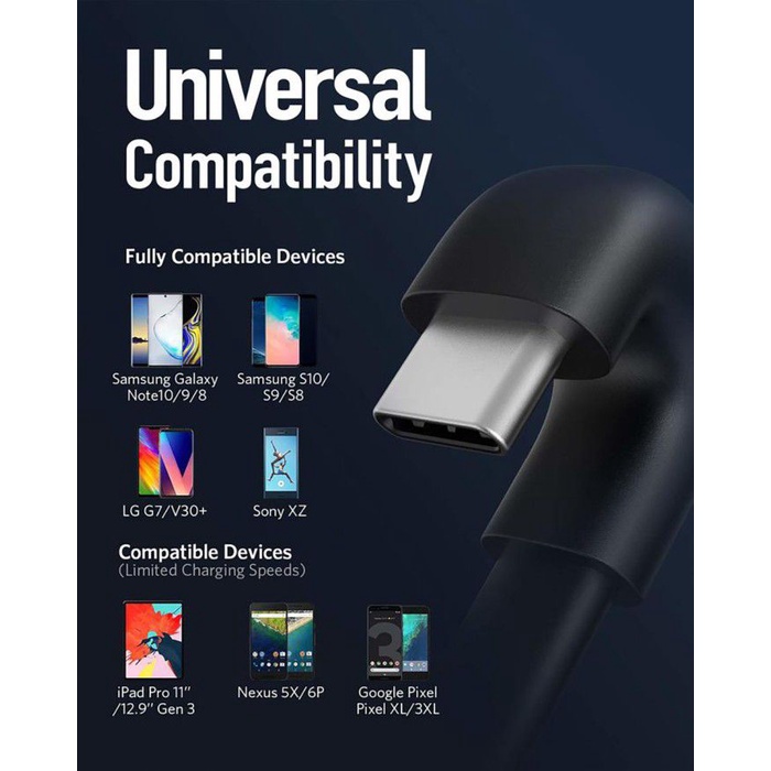 Anker PowerLine 180 Degree USB to Type C Cable 3ft (0.9m) - SKU - A8722