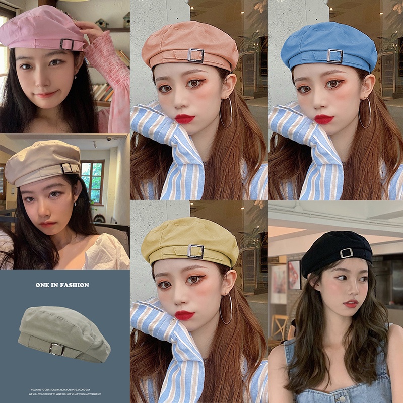 Retro Baret Topi Oktagonal Gaya Korea Topi All-match Musim Gugur Musim Dingin Manis Hangat Gaya Inggris Topi Pelukis