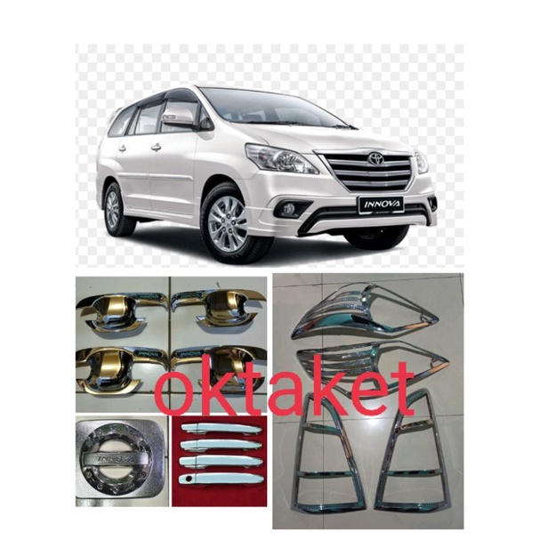 paket lengkap grand innova 2012-2015 exclusive hitam chrome  garnish depan belakang outer handle tank