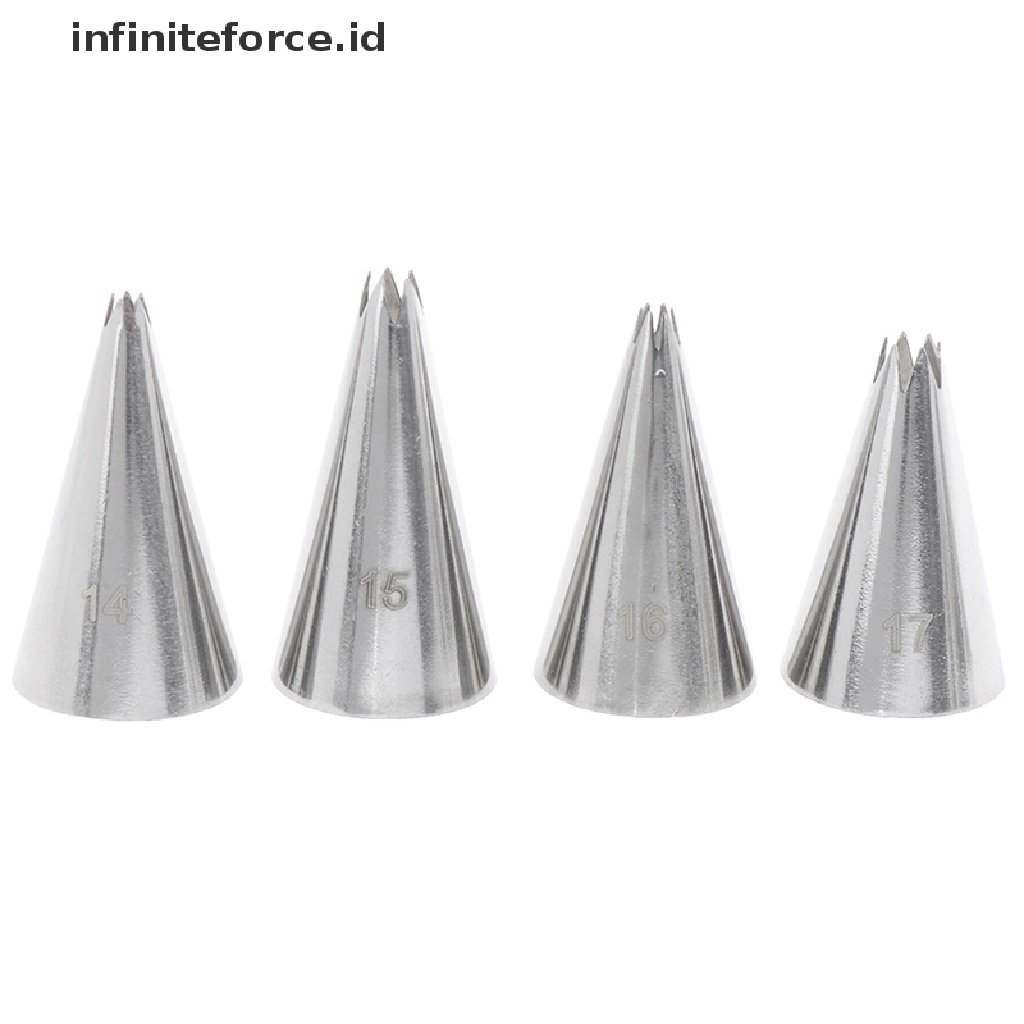 (Infiniteforce.Id) 9pcs / Set Spuit Piping Bentuk Bintang Bahan Metal Untuk Dekorasi Kue