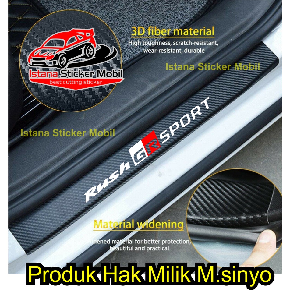 stiker mobil Rush gr carbon 3d pelindung pijakan pintu mobil toyota Rush GR SPORT sticker Sillplate 