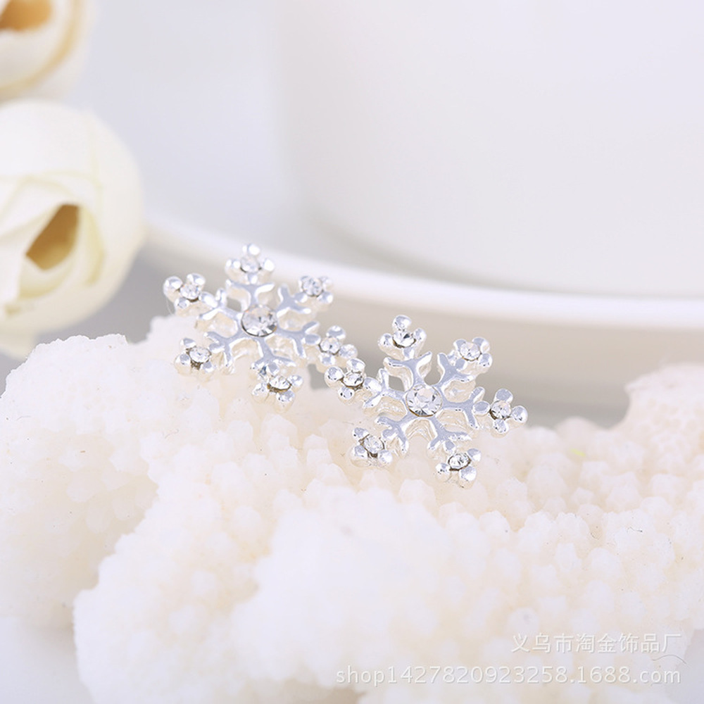 Anting Klip Tanpa Tindik Desain Geometri Snowflake Warna Gold / Silver Untuk Wanita