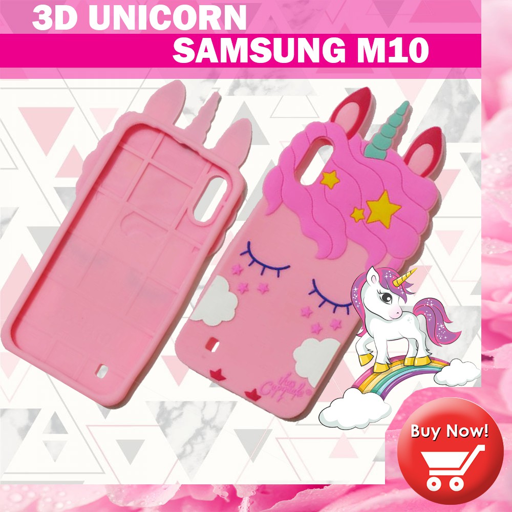 3D Cartoon Unicorn Case Samsung Galaxy M10 Softcase 4D Samsung M10 Silikon 3D Unicorn / Silikon