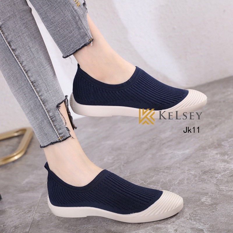 RESTOCK!!  NICOLE SEPATU FLYKNIT KELSEY JK11 SEPATU FLAT SLIP ON WANITA IMPORT