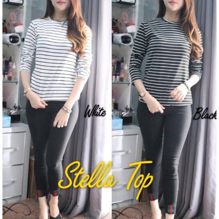 JUMBO SIZE L s/d XXL Kaos Atasan Salur Stevy Top