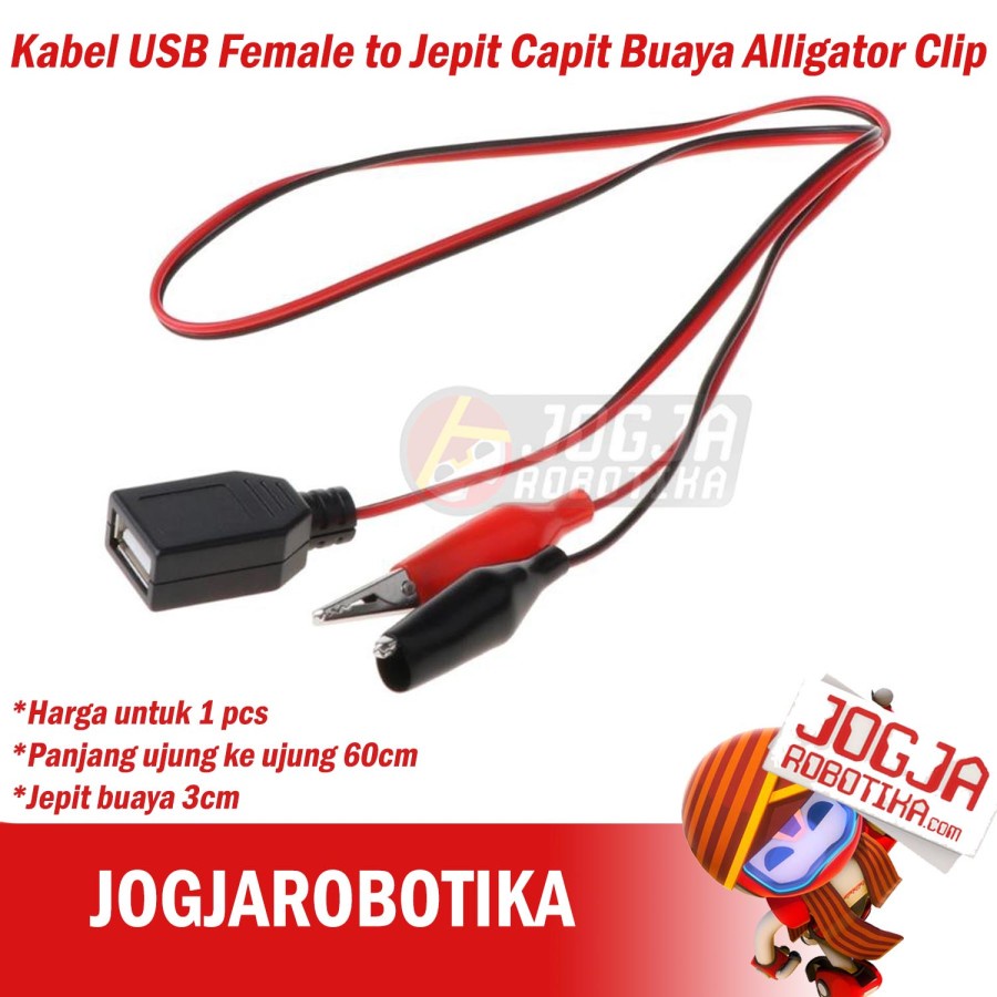 Kabel USB Female to Jepit Capit Buaya Alligator Clip