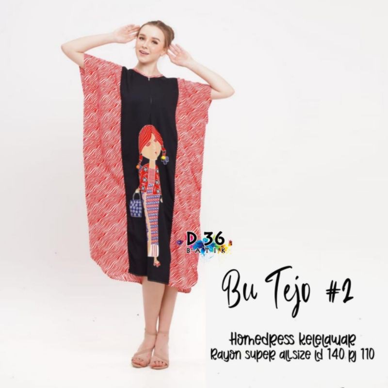 Daster Bu Tejo #2 Batik Homedress Kelelawar Baju Tidur Rayon Pastel Baju Tidur Kartun Jumbo Santai