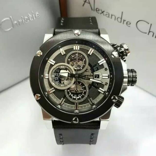jam tangan pria Alexandre christie 6491 original silver black