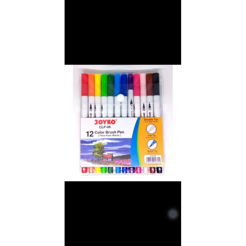 

Brushpen joyko 12 color (2 sisi) fine tip dan brush tip