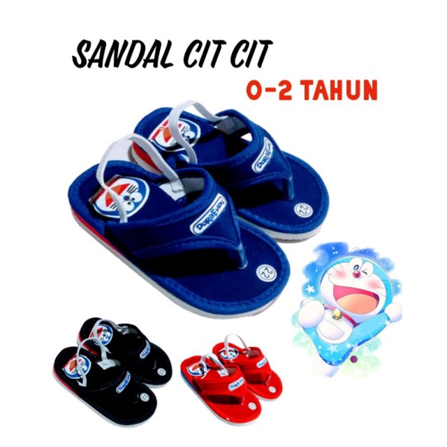 [0-2th] SANDAL BABY BUNYI CITCIT DORAEMON / SANDAL BUNYI NYIT NYIT DORAEMON / SANDAL PREWALKER BAYI UNISEX LAKI LAKI PEREMPUAN / SANDAL PREWALKER BUNYI CITCIT KARAKTER KARTUN DORAEMON