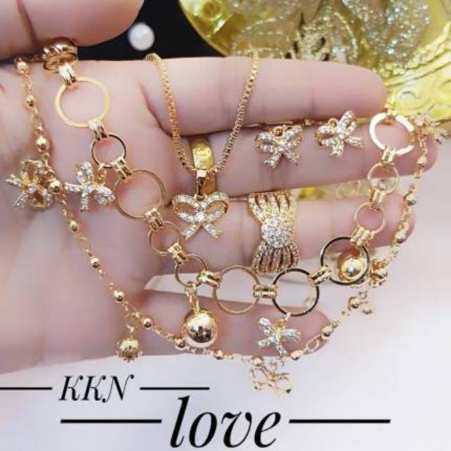 xuping set perhiasan pita lapis emas 24k 2827