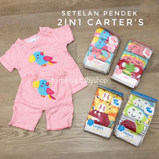 Setelan Pendek 2in1 CarterLove Super Premium / Catell Love Setelan Pendek Bayi