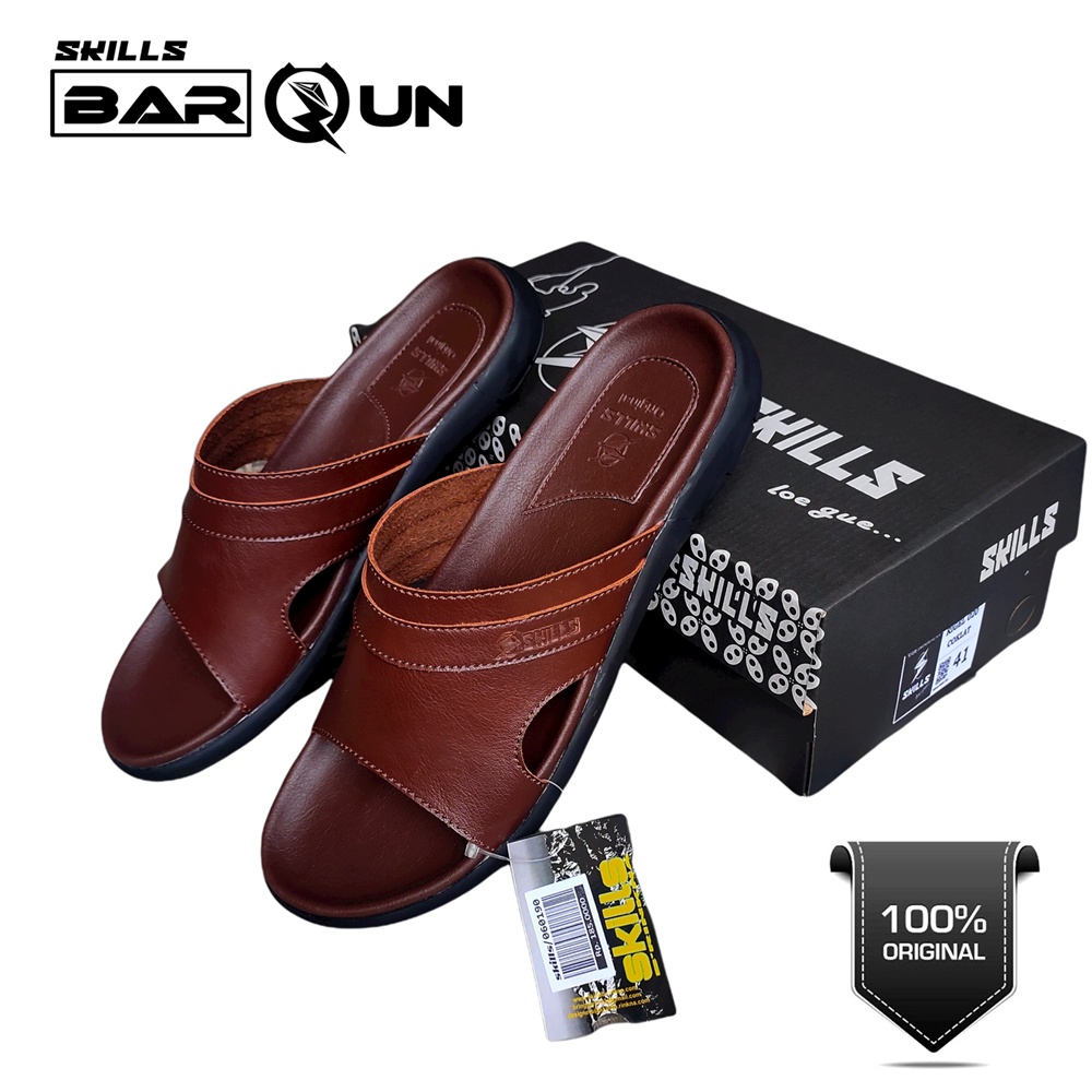 sendal skills barqun rigel original sandal selop pria kulit premium  best seller