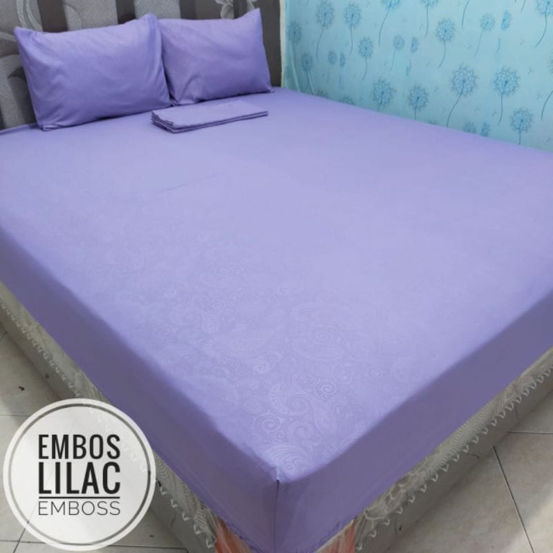 Sprei Polos Embos Ungu Muda Lilac Sprey Homemade Ukuran 120 160 180 Single Qween King