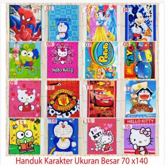 HANDUK ANAK KARAKTER / HANDUK MANDI MOTIF LUCU