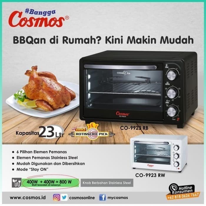 Cosmos Oven Low Watt Co 9923 R 23 Liter roti series garansi resmi