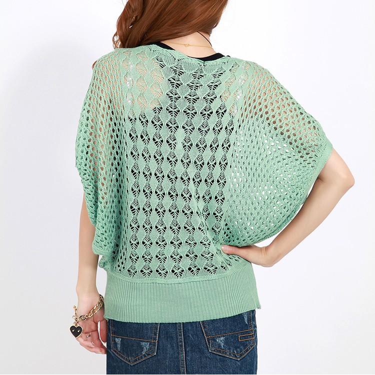 New Women's Stylish Green O-Neck Solid Worsted Sweater