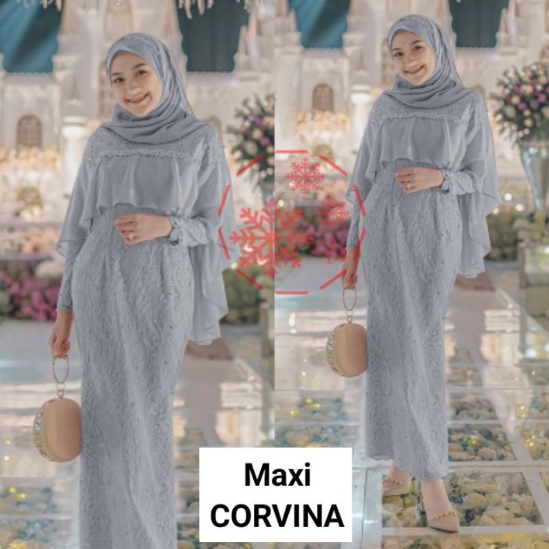 MAXY CORVINA MUTIARA, BRUKAT MOSCREPE, GAMIS HIJAB MUSLIM, DRESS MAXY, 3 UKURAN