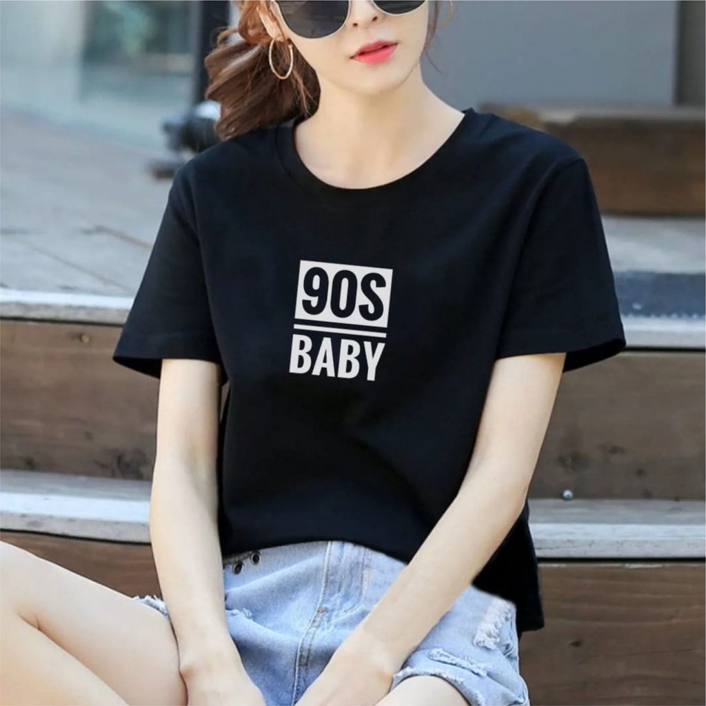 Kaos Wanita 90S BABY / Tshirt Combed 30s Wanita / Tumblr Tee / Atasan Baju Lengan Pendek