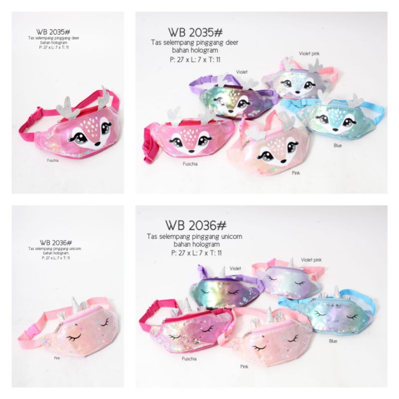 Tas Selempang WaistBag Deer / Unicorn Hologram