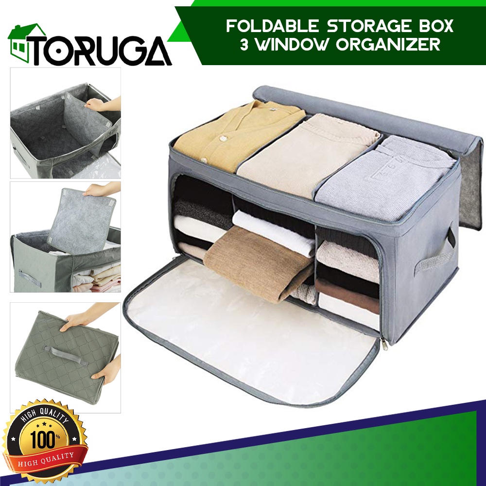 Foldable Storage Box 3 Window Koper Tempat Penyimpanan Baju 2 Pintu Praktis Bisa Dilipat Hemat Tempat