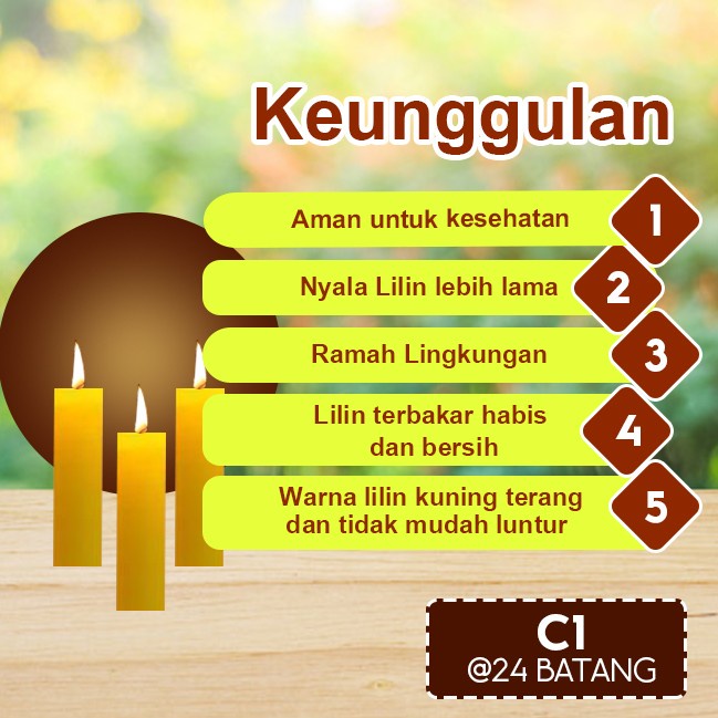 Lilin Batang Sembahyang Sukhavati C1 Kuning