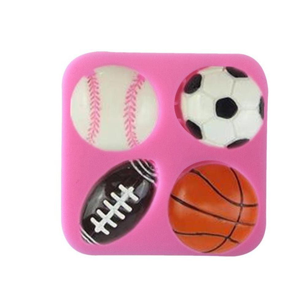 [Elegan] Cetakan Fondant DIY Sabun Rugby Lilin Baseball Basket Sepak Bola Pembuatan Coklat