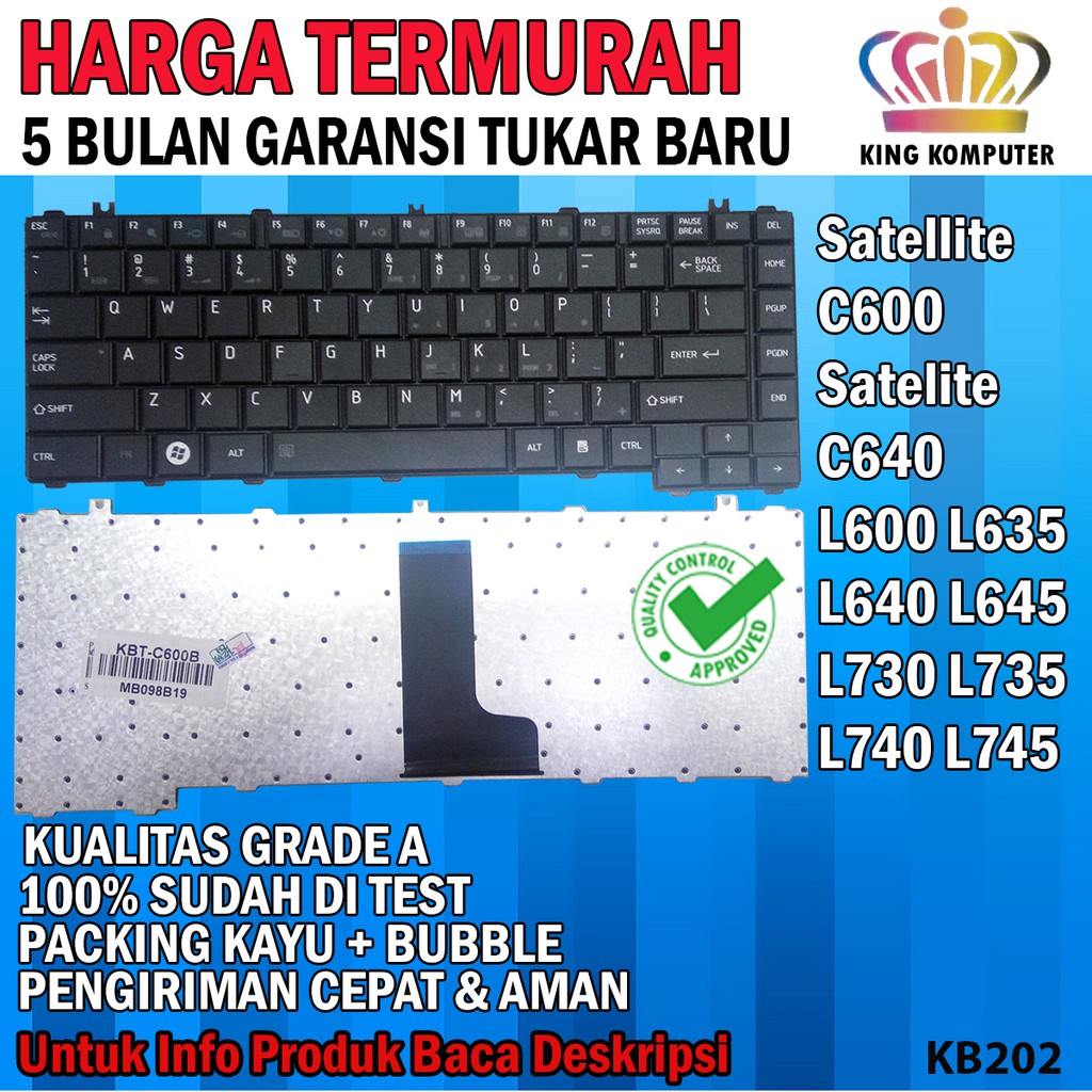 (GRATIS KEYBOARD PROTEKTOR) Keyboard Notebook Toshiba Satellite C600 C640 L600 L635 L640  L730  L740