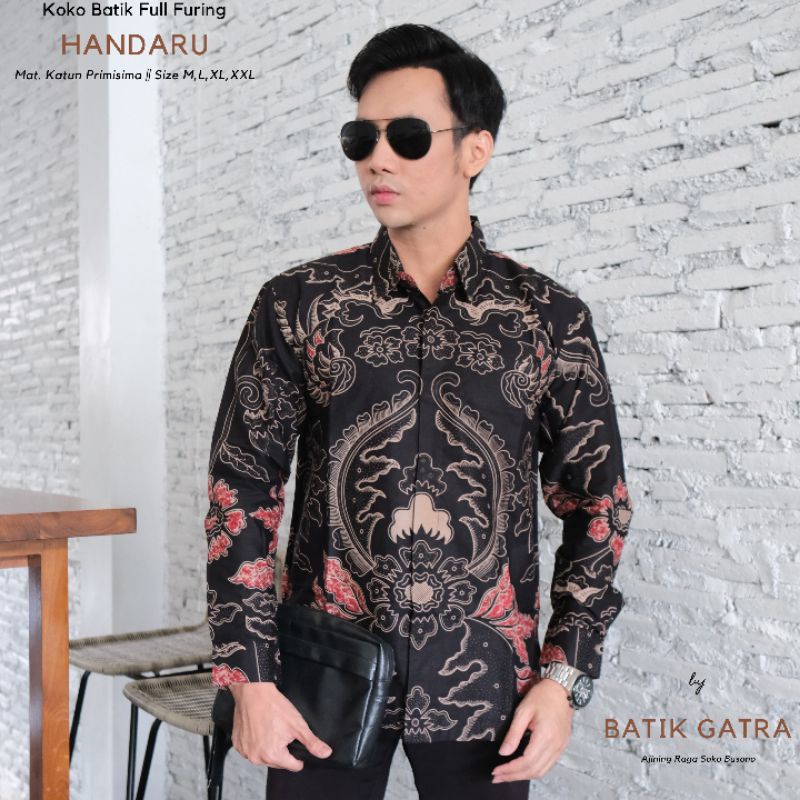 Batik Pria Lengan Panjang Handaru Merah Lapis Furing