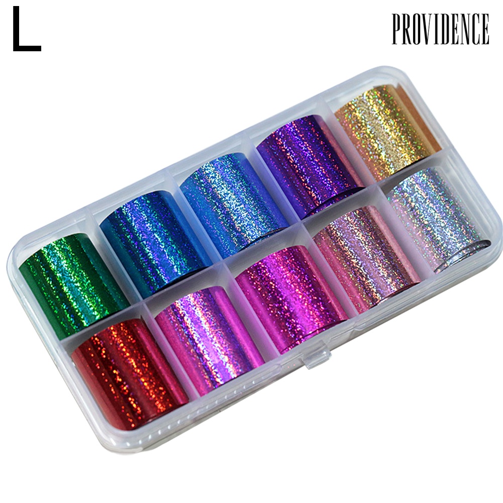 Providence 10Rolls/Set Glitter Nail Art Foils Laser Tips Stickers DIY Manicure Decorations