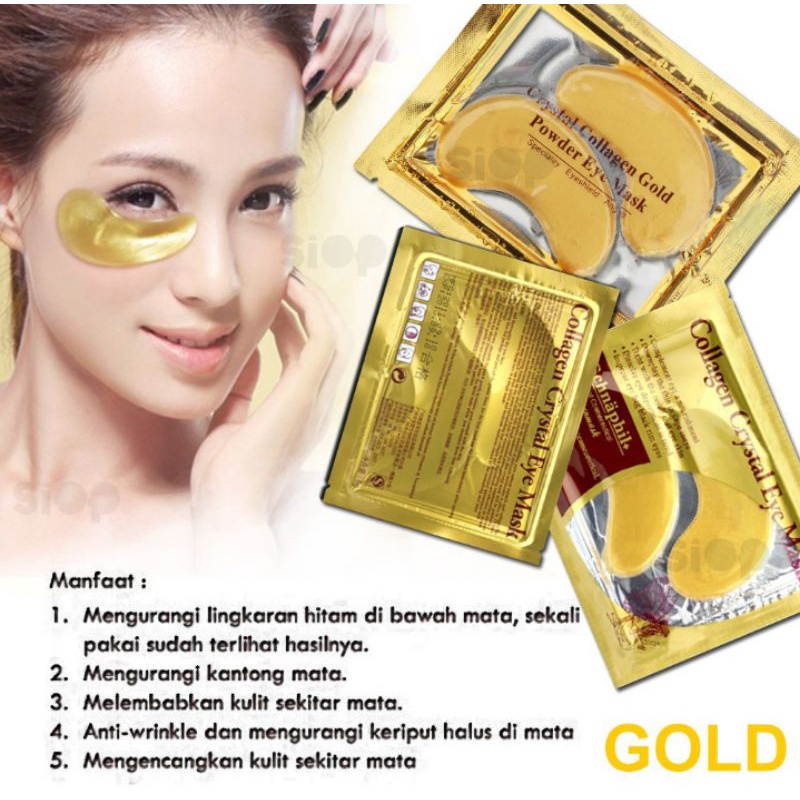 &lt; M.A &gt; Masker Mata COLLAGEN CRYSTAL GOLD EYE MASK Moisturizing Anti Aging Wrinkle  Masker Mata Menghilangkan Kantong Mata 1 PASANG