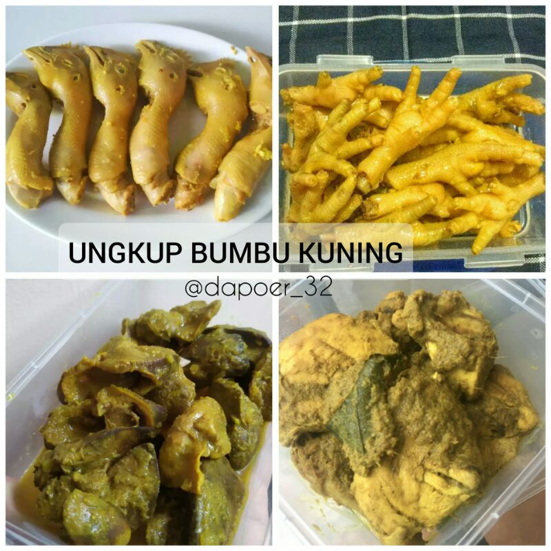 

Ayam/ pala/ ceker/ apela ati/usus/ paha ungkep bumbu kuning