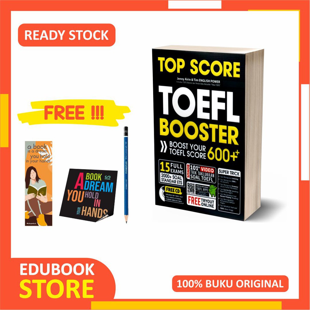 

BUKU TOEFL BOOSTER TOP SCORE SUPER TRICK - FORUM EDUKASI - (BONUS PENSIL 2B, BOOKMARK, STIKER)